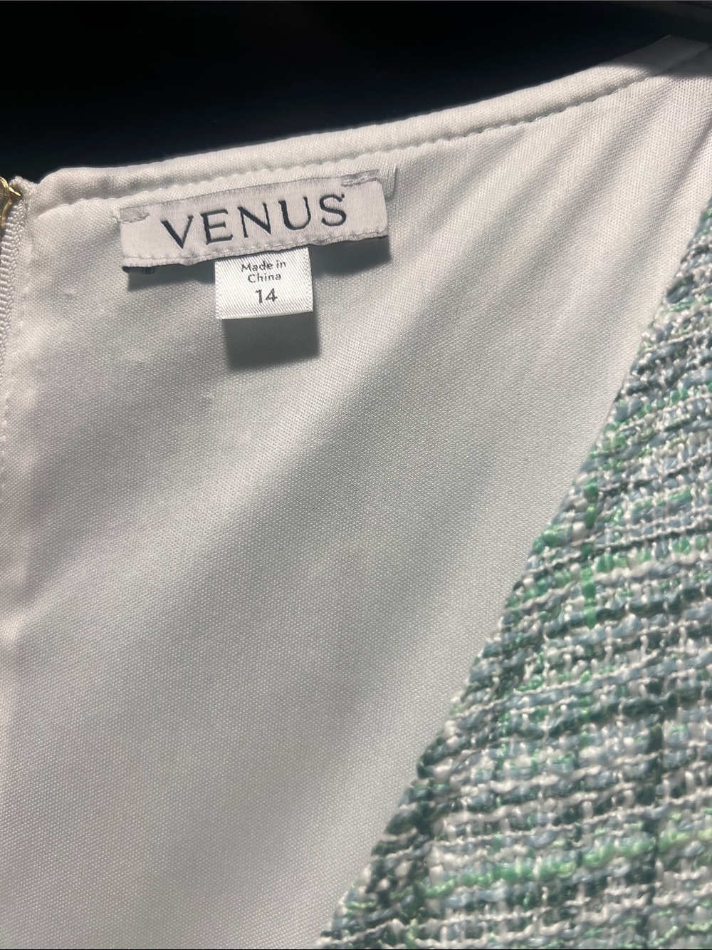 VENUS Mint Green Tweed Sleeveless Shift Dress - Picture 3 of 6